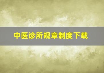 中医诊所规章制度下载