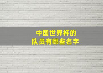 中国世界杯的队员有哪些名字