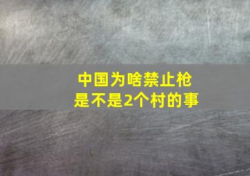 中国为啥禁止枪是不是2个村的事