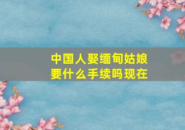 中国人娶缅甸姑娘要什么手续吗现在