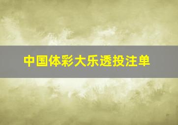 中国体彩大乐透投注单