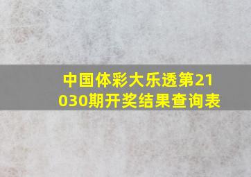 中国体彩大乐透第21030期开奖结果查询表