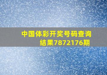 中国体彩开奖号码查询结果7872176期