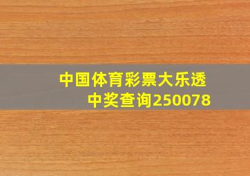 中国体育彩票大乐透中奖查询250078