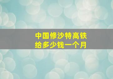 中国修沙特高铁给多少钱一个月