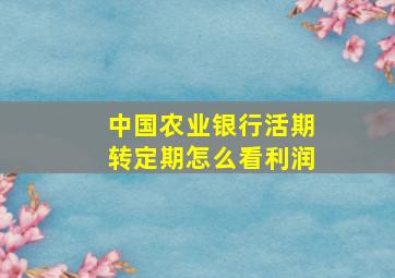 中国农业银行活期转定期怎么看利润