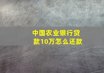 中国农业银行贷款10万怎么还款