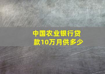 中国农业银行贷款10万月供多少