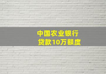 中国农业银行贷款10万额度