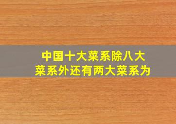 中国十大菜系除八大菜系外还有两大菜系为