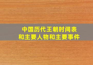 中国历代王朝时间表和主要人物和主要事件