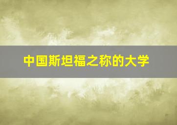 中国斯坦福之称的大学