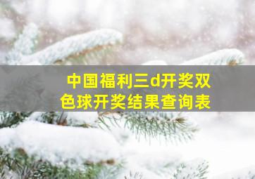 中国福利三d开奖双色球开奖结果查询表