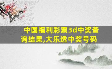 中国福利彩票3d中奖查询结果,大乐透中奖号码