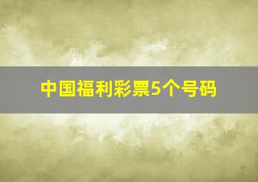 中国福利彩票5个号码