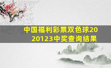 中国福利彩票双色球2020123中奖查询结果