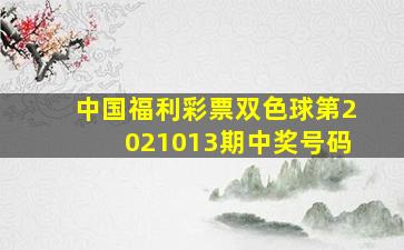 中国福利彩票双色球第2021013期中奖号码