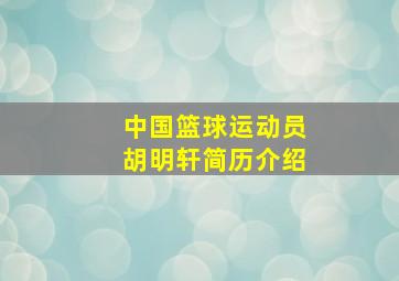 中国篮球运动员胡明轩简历介绍