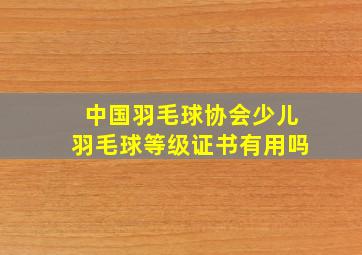 中国羽毛球协会少儿羽毛球等级证书有用吗