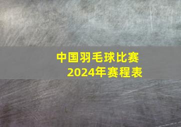 中国羽毛球比赛2024年赛程表