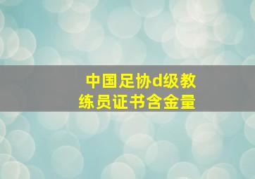 中国足协d级教练员证书含金量