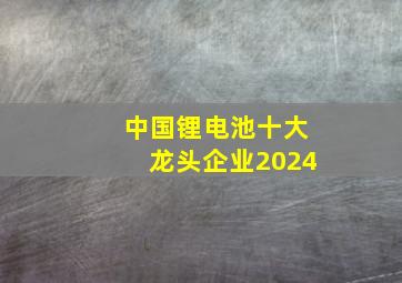 中国锂电池十大龙头企业2024