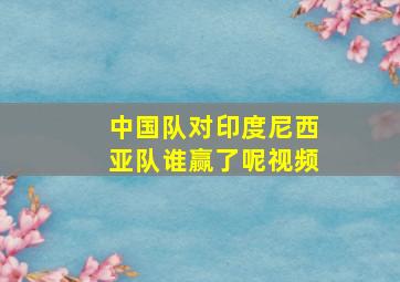 中国队对印度尼西亚队谁赢了呢视频