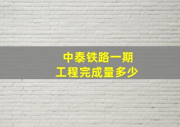 中泰铁路一期工程完成量多少