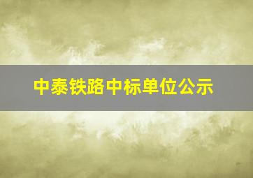 中泰铁路中标单位公示