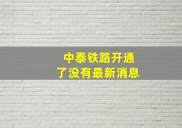 中泰铁路开通了没有最新消息