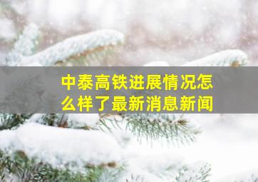 中泰高铁进展情况怎么样了最新消息新闻