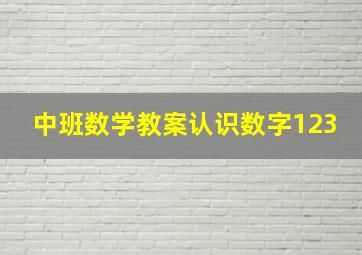 中班数学教案认识数字123