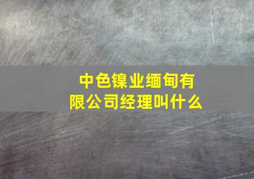 中色镍业缅甸有限公司经理叫什么