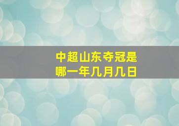 中超山东夺冠是哪一年几月几日