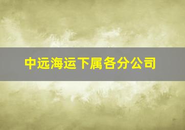 中远海运下属各分公司