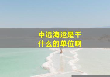 中远海运是干什么的单位啊