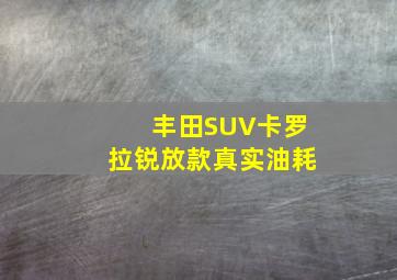 丰田SUV卡罗拉锐放款真实油耗