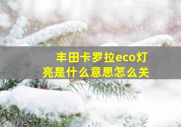 丰田卡罗拉eco灯亮是什么意思怎么关