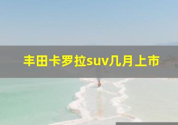 丰田卡罗拉suv几月上市