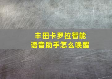 丰田卡罗拉智能语音助手怎么唤醒