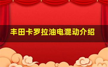 丰田卡罗拉油电混动介绍