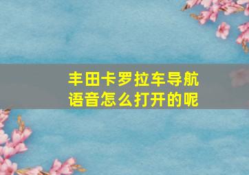 丰田卡罗拉车导航语音怎么打开的呢