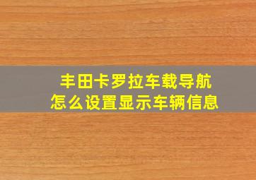 丰田卡罗拉车载导航怎么设置显示车辆信息