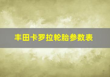 丰田卡罗拉轮胎参数表