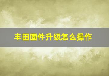 丰田固件升级怎么操作