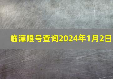 临漳限号查询2024年1月2日