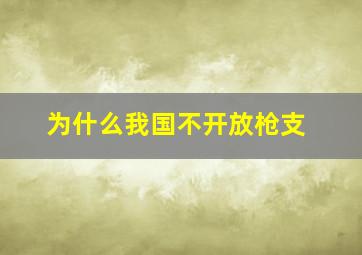 为什么我国不开放枪支