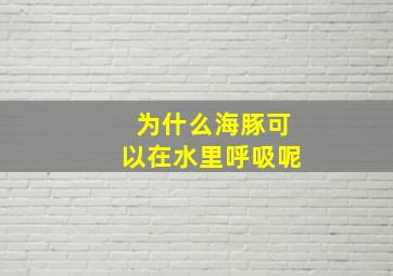 为什么海豚可以在水里呼吸呢