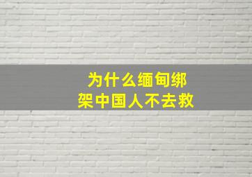 为什么缅甸绑架中国人不去救