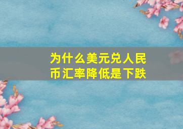 为什么美元兑人民币汇率降低是下跌